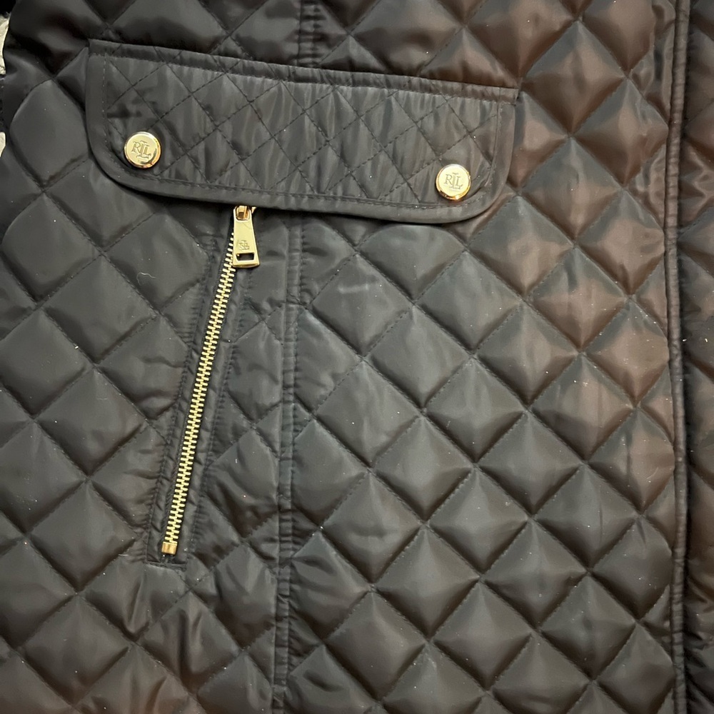 Ralph Lauren Black Quilted Jacket with Gold Logo - Picture 2 of 5